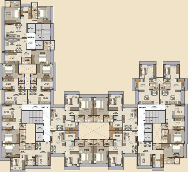 Floor Plan of Vaibhav Wisteria Residency in Santacruz East, Mumbai - Image 38206