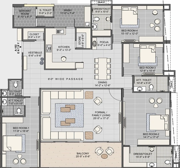 4 BHK Flat in Addor The Life in Ambawadi, Ahmedabad - Image 457431