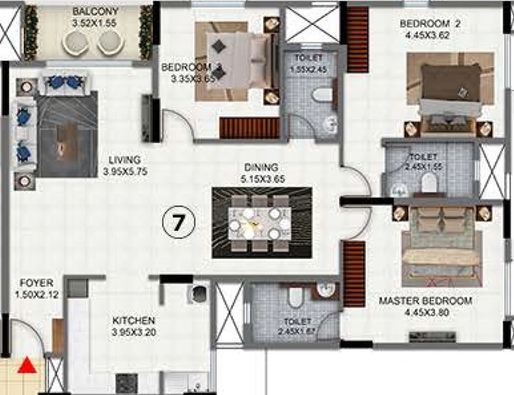 3 BHK Flat in Salarpuria Sattva Exotic in Kogilu, Bangalore - Image 472754