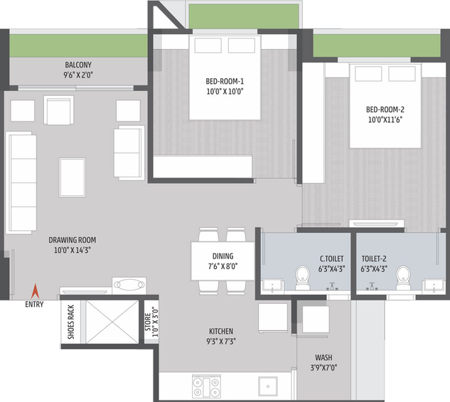 2 BHK Flat in Sheladia Eris in Shela, Ahmedabad - Image 457826
