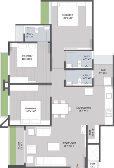 3 BHK Flat in Sheladia Eris in Shela, Ahmedabad - Image 457827