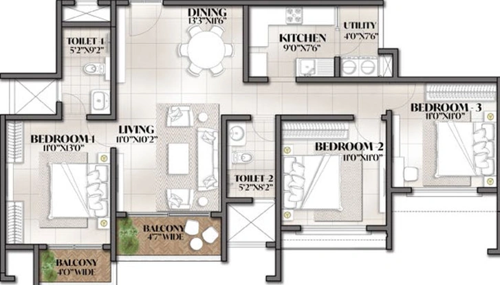3 BHK Flat in Avalon Park - The Prestige City in Sarjapur, Bangalore - Image 472996