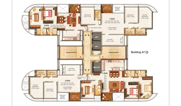 Floor Plan of Kumar Prospera in Magarpatta, Pune - Image 11679