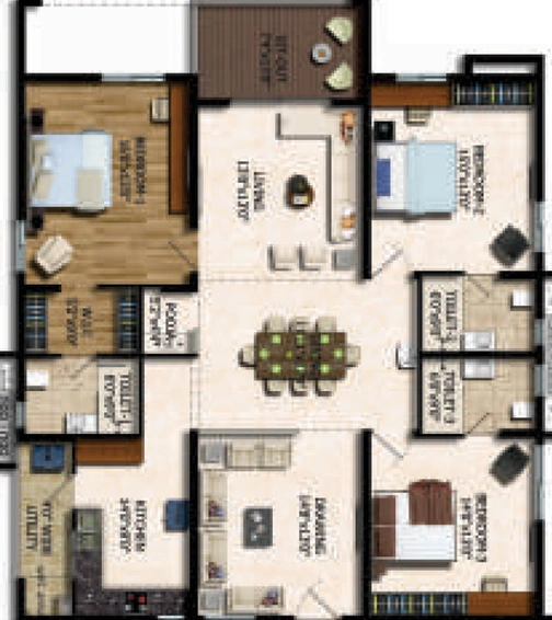 3 BHK Flat in Rajapushpa Eterna in Financial District, Hyderabad - Image 505874