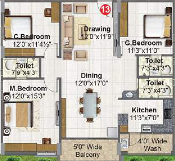 3 BHK Flat in Fortune Green Mayura in Bachupally, Hyderabad - Image 505961