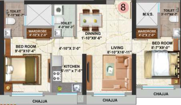 2 BHK Flat in Sethia Pride in Kandivali East, Mumbai - Image 471039
