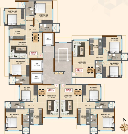 Floor Plan of Kosmos Royal Eksar in Borivali West, Mumbai - Image 38938