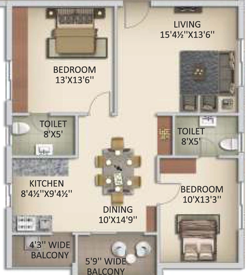 2 BHK Flat in Anuhar Nature Walk in Manikonda, Hyderabad - Image 506672