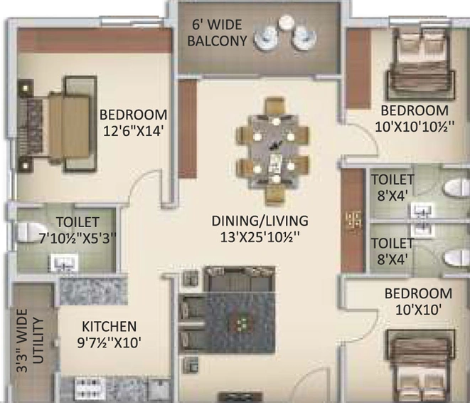 3 BHK Flat in Anuhar Nature Walk in Manikonda, Hyderabad - Image 506674