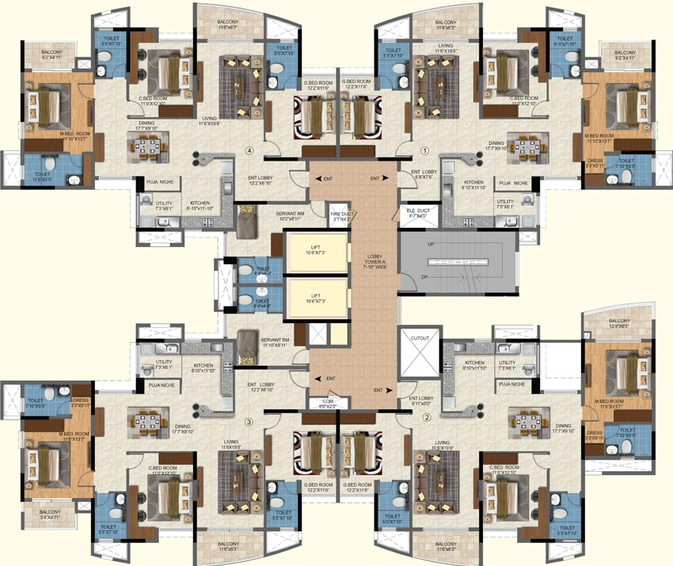 Floor Plan of Sattva Aqua Vista in Bannerghatta, Bangalore - Image 40167