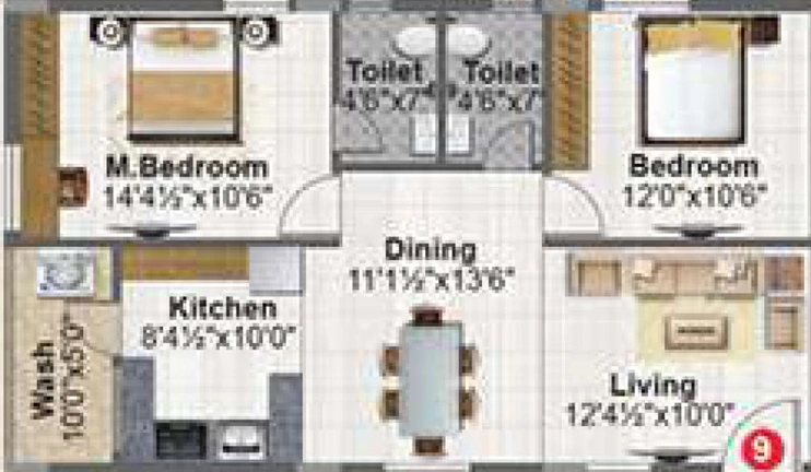 2 BHK Flat in Meenazi Elite in Kismatpur, Hyderabad - Image 507124