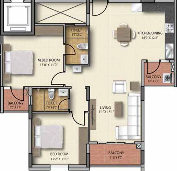 2 BHK Flat in MSR RR Signature in Hafeezpet, Hyderabad - Image 507167