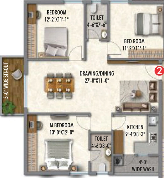 5 BHK Flat in Arkala Life in Tukkuguda, Hyderabad - Image 679916