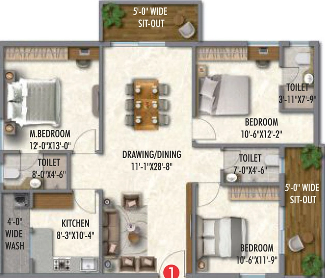3 BHK Flat in Arkala Life in Tukkuguda, Hyderabad - Image 679917