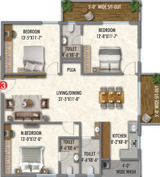 3 BHK Flat in Arkala Life in Tukkuguda, Hyderabad - Image 679918