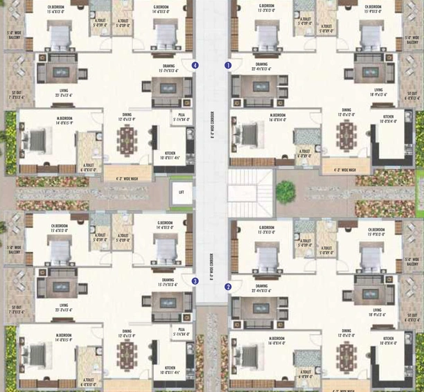 Floor Plan of Ananda Bay Hills in Narsingi, Hyderabad - Image 54367