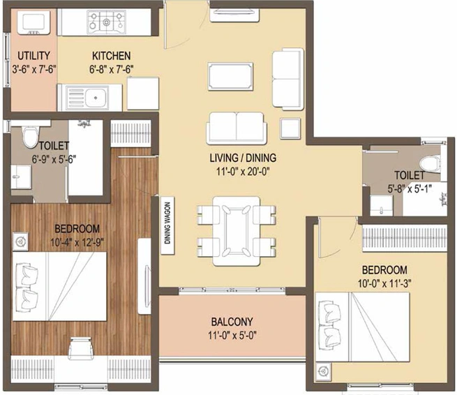 2 BHK Flat in GM Global Techies Town in Electronic City, Bangalore - Image 473387