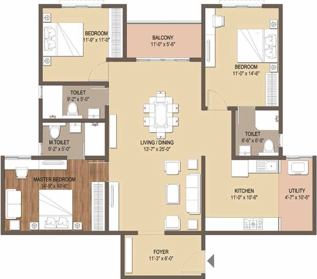 3 BHK Flat in GM Global Techies Town in Electronic City, Bangalore - Image 473389