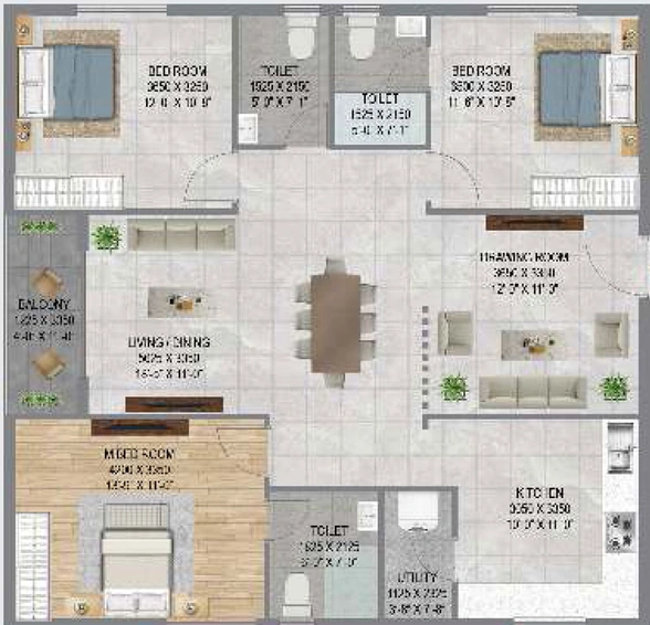 3 BHK Flat in ARR Avencia in Bachupally, Hyderabad - Image 507583