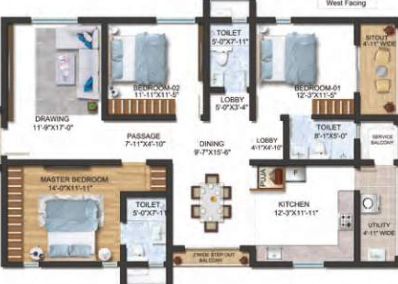 3 BHK Flat in Sumadhura The Olympus in Nanakramguda, Hyderabad - Image 144005