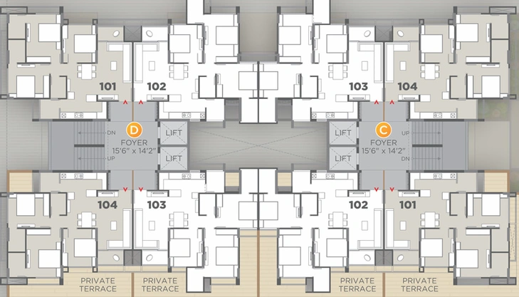 Floor Plan of Prakalp Binori Aarna in Ambli, Ahmedabad - Image 30647
