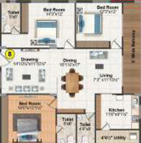 3 BHK Flat in KSN Sreevaari Pride in Kompally, Hyderabad - Image 507844