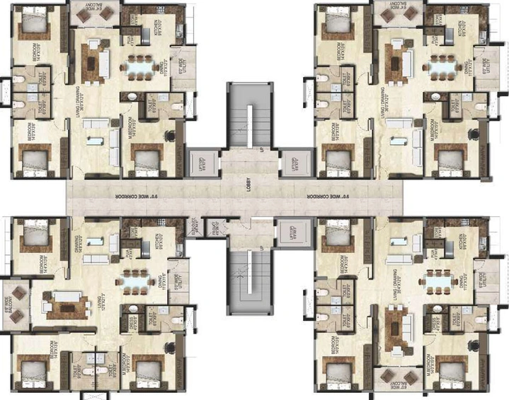 Floor Plan of SMR Vinay Iconia in Kondapur, Hyderabad - Image 55117
