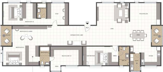 4 BHK Flat in Bhadra Landmark Haudin Road in Halasuru, Bangalore - Image 501635