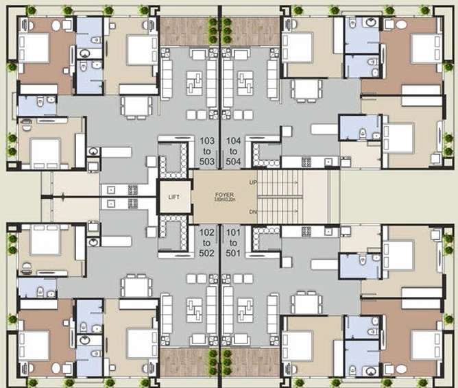 Floor Plan of Sahaj Sunrise Vista in Vastrapur, Ahmedabad - Image 31118