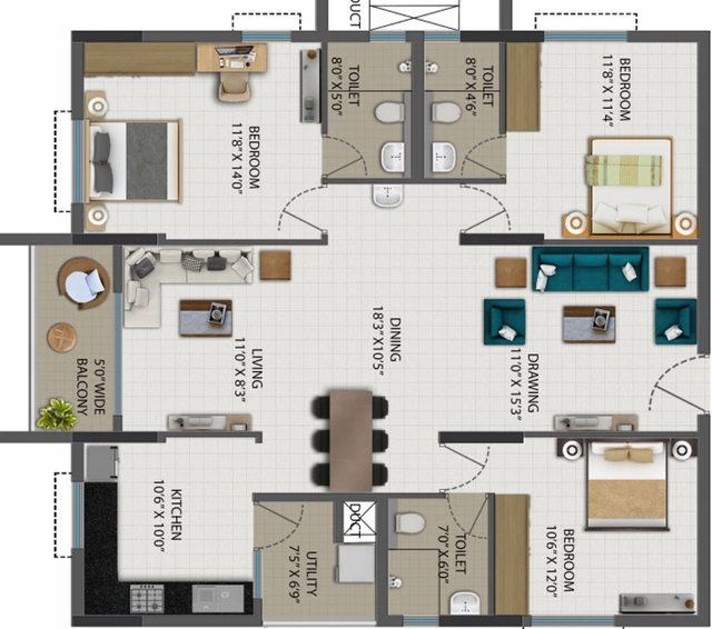 3 BHK Flat in Ramky One Orbit in Nallagandla, Hyderabad - Image 509012