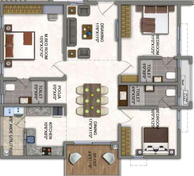 3 BHK Flat in Raghuram A2A Homeland in Moosapet, Hyderabad - Image 509082