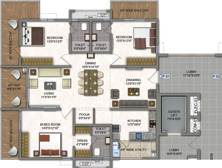 3 BHK Flat in Raghuram A2A Homeland in Moosapet, Hyderabad - Image 509083