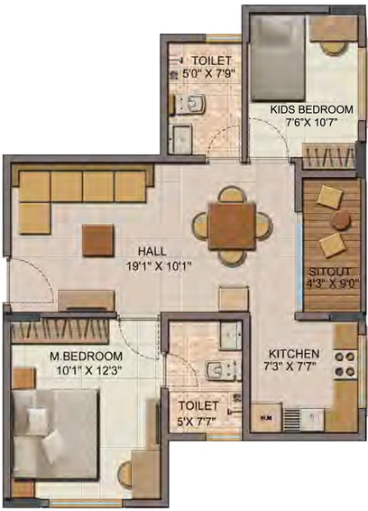 3 BHK Flat in Shriram Liberty Square in Electronic City, Bangalore - Image 482539