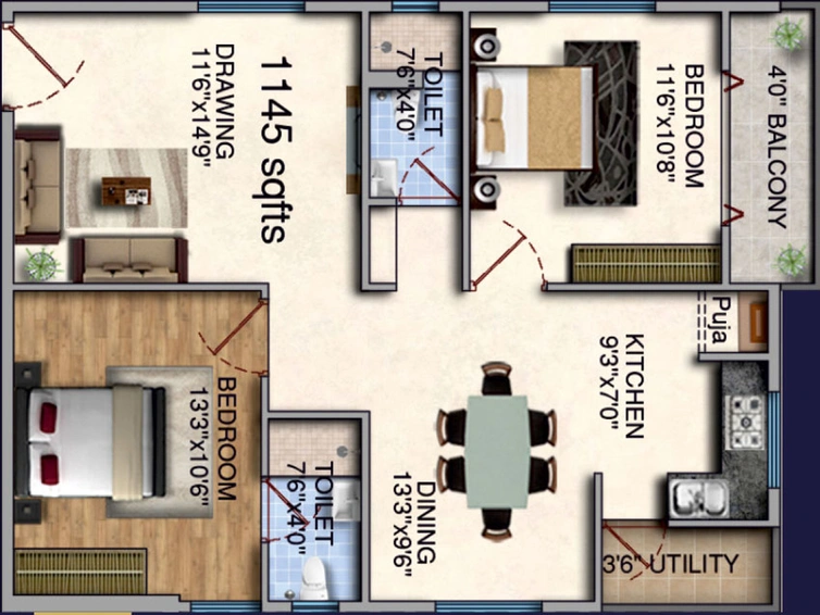 2 BHK Flat in Syamantaka Emerald Heights in Bachupally, Hyderabad - Image 509197