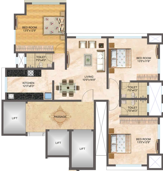 Floor Plan of Rockford Oceanic in Mahim West, Mumbai - Image 39310