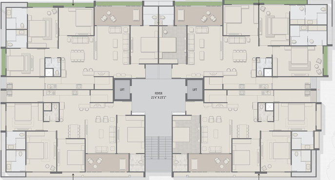 Floor Plan of Nysa Essence 51 in Thaltej, Ahmedabad - Image 31215