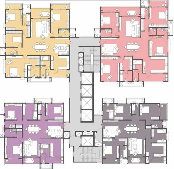 Floor Plan of Prestige Clairemont in Kokapet, Hyderabad - Image 58093