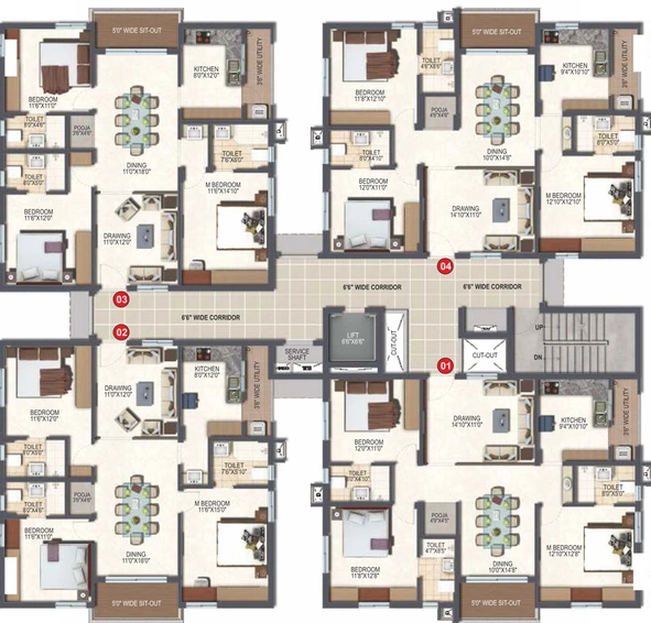 Floor Plan of Vertex Premio in Kukatpally, Hyderabad - Image 55349