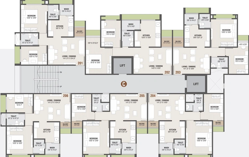 Floor Plan of Jaldeep Icon Two in Makarba, Ahmedabad - Image 31431