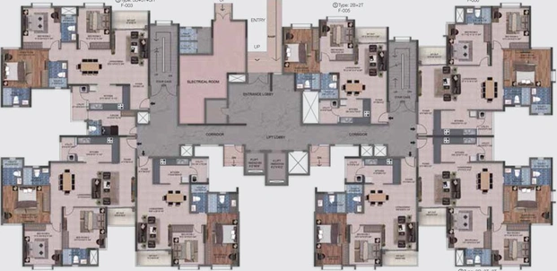 Floor Plan of Purva Westend Fresco in Kudlu Gate, Bangalore - Image 41957