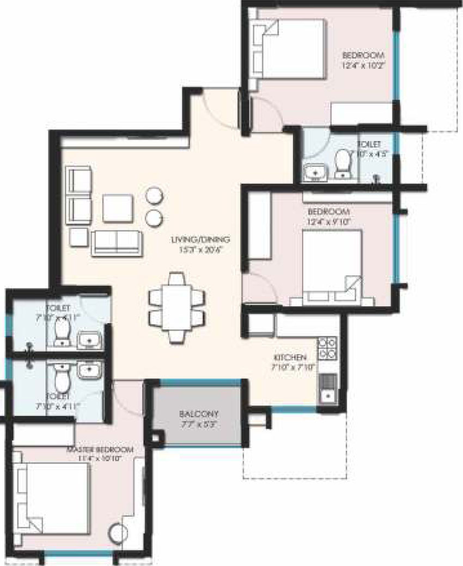 3 BHK Flat in SBR Tejas in Whitefield, Bangalore - Image 483972