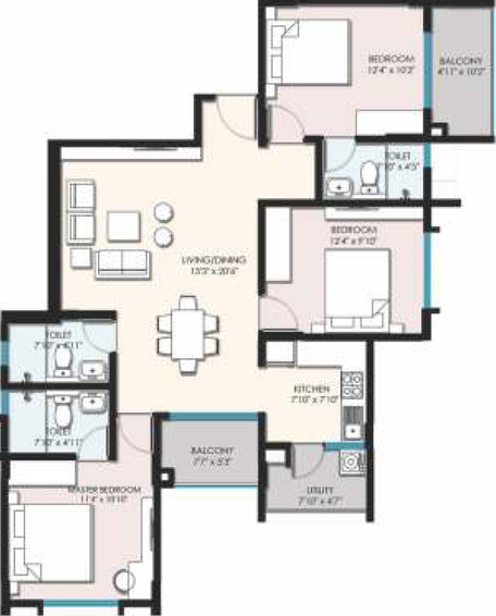 3 BHK Flat in SBR Tejas in Whitefield, Bangalore - Image 483973