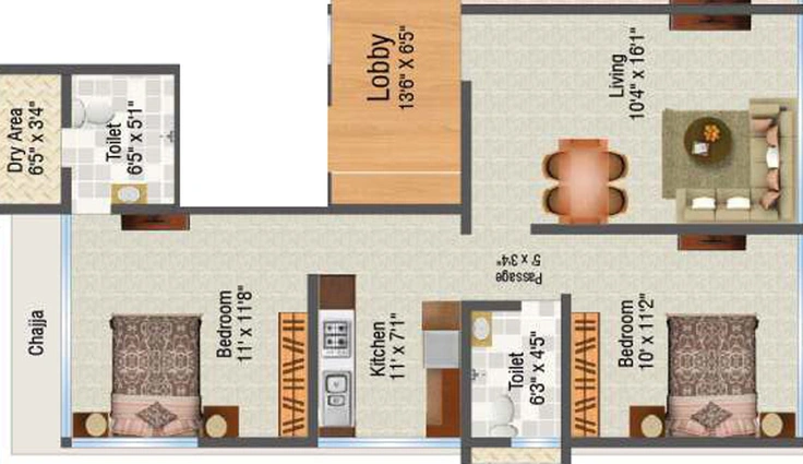2 BHK Flat in Metro Tulsi Elanza in Chembur East, Mumbai - Image 483826