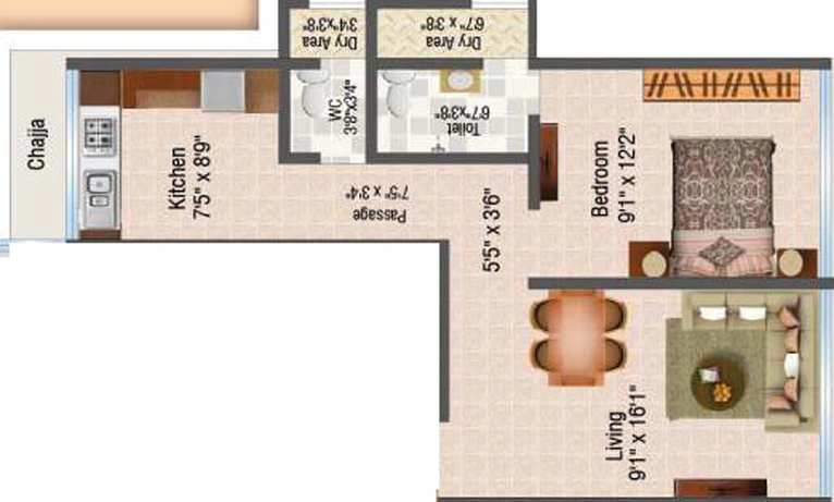 1 BHK Flat in Metro Tulsi Elanza in Chembur East, Mumbai - Image 483825