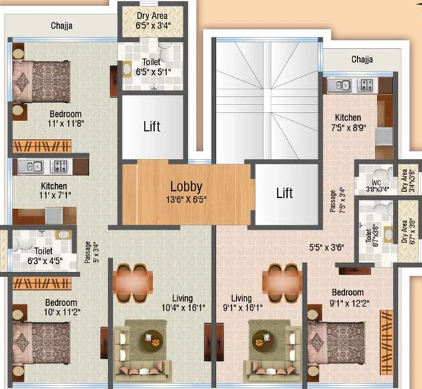 Floor Plan of Metro Tulsi Elanza in Chembur East, Mumbai - Image 42239