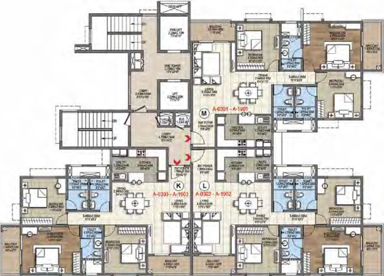Floor Plan of Brigade Komarla Heights in Padmanabhanagar, Bangalore - Image 42399