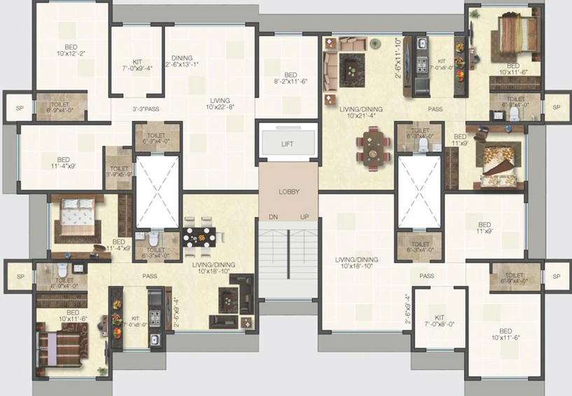 Floor Plan of Omkar Shubhangi in Mulund East, Mumbai - Image 42525