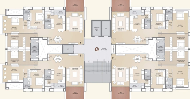 Floor Plan of Sangini Evoq in Vesu, Surat - Image 30552