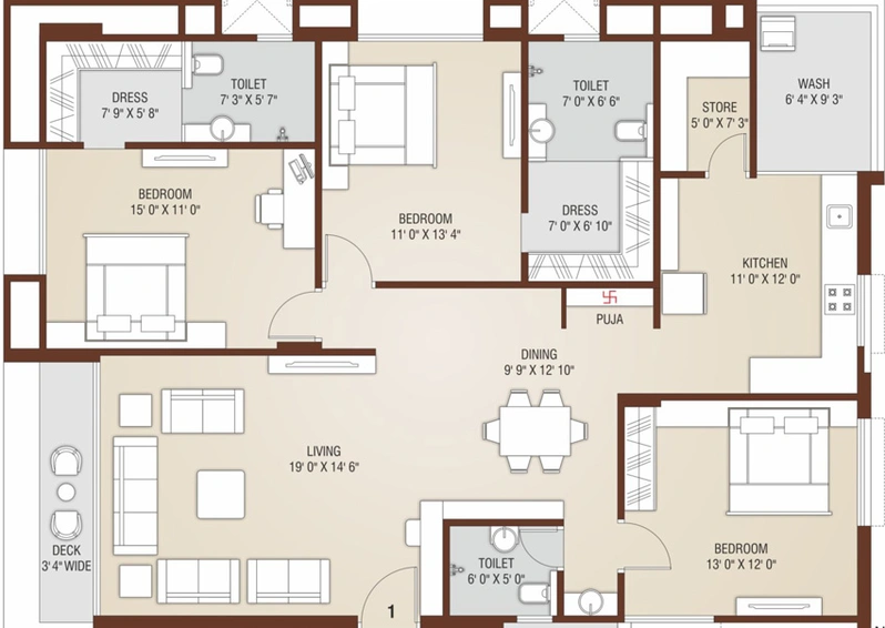 3 BHK Flat in Sangini Vedanta in Vesu, Surat - Image 458308