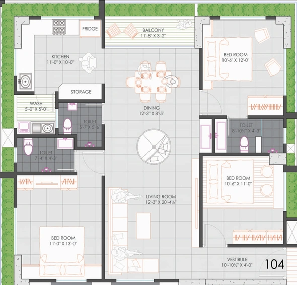 3 BHK Flat in Green Swapnabhoomi in Vesu, Surat - Image 458456